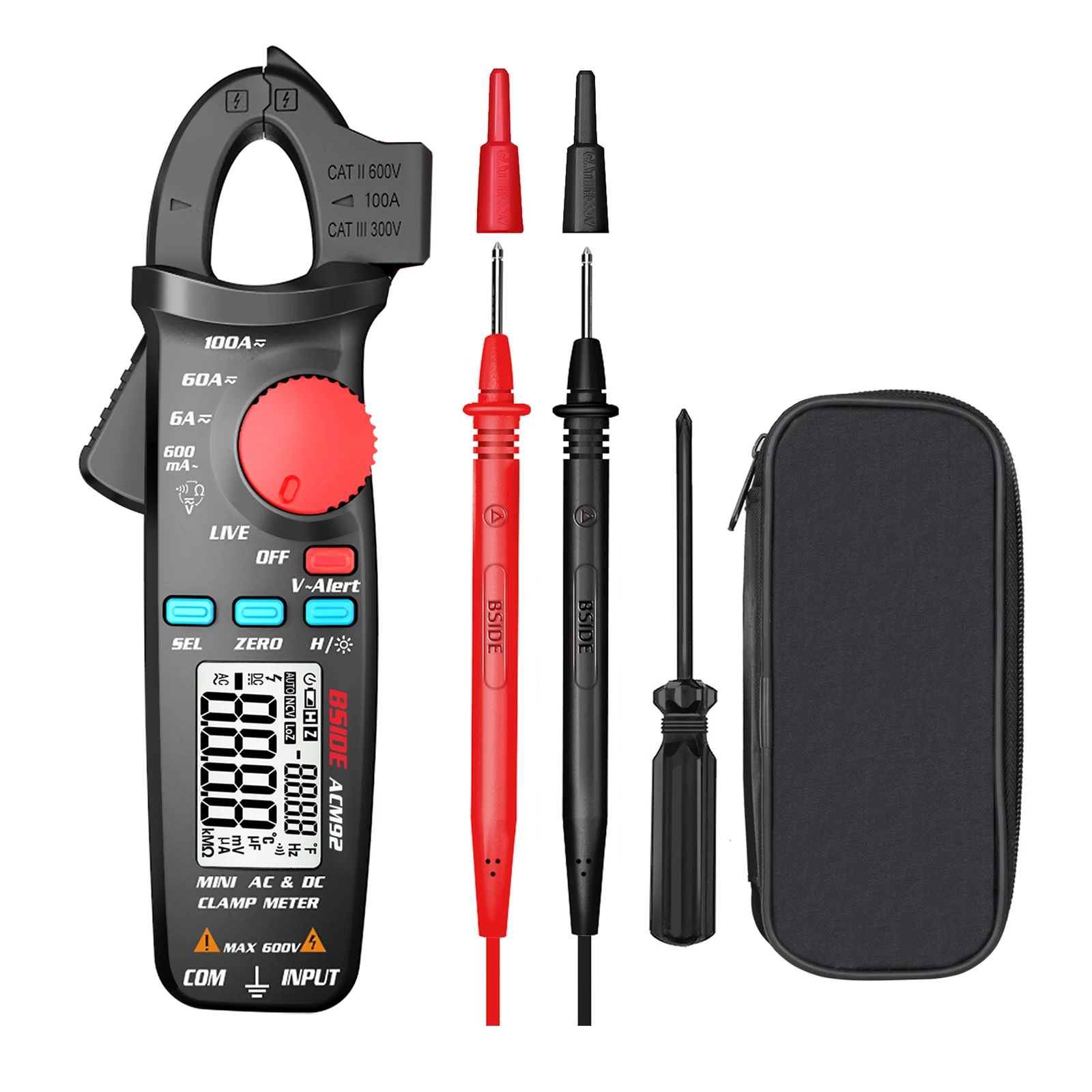 

Цифровой мультиметр-зажим RMS ACM92, Бесконтактный индикатор напряжения, 6000 отсчетов, мультиметр переменного тока