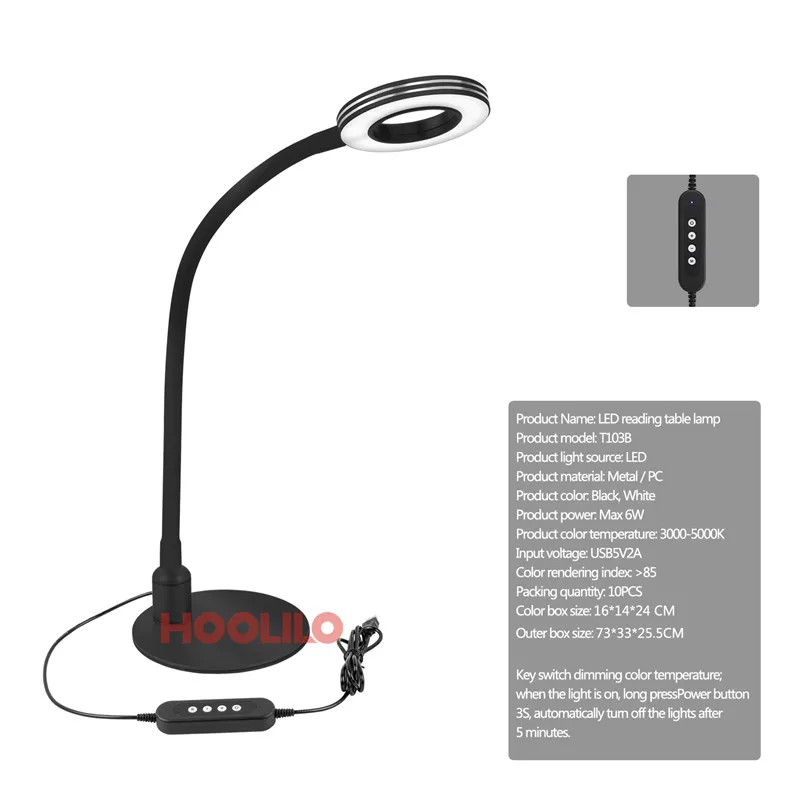Office 5v/2A Usb Eye Care Timer Night Light Table Lamps for Living Room 3 Colors CCT 10-level Dimmer Desk Lamp LED | Освещение