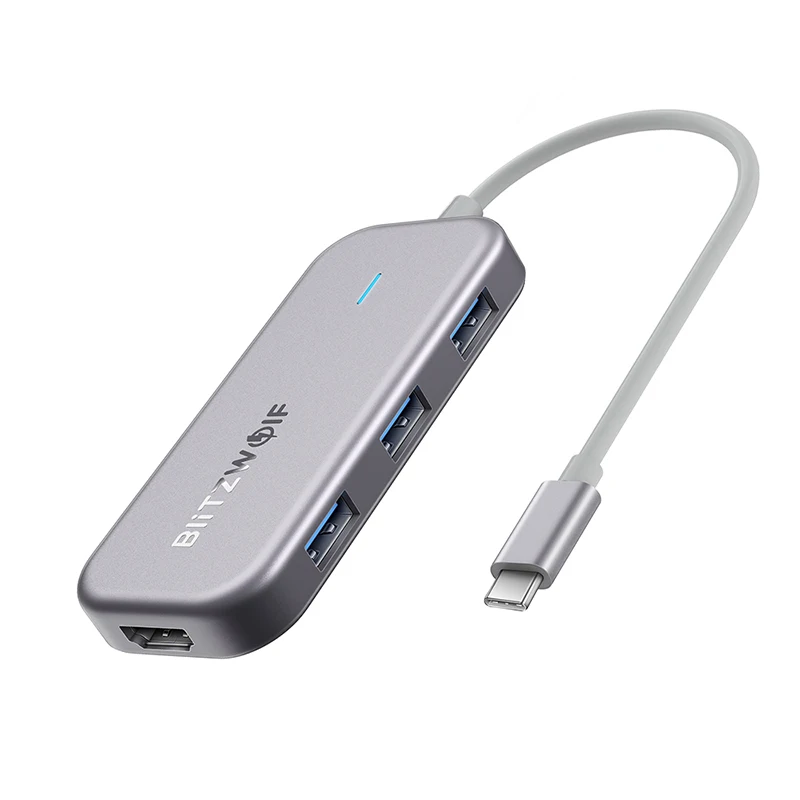 Серебристый BlitzWolf BW-TH5 7 в 1 Тип usb type-C для передачи данных концентратор с доставкой в течение 3-Порты и разъёмы USB 3,0 TF Card Reader устройство чтения карт USB C зарядка PD 4K Дисплей для MacBook для iPad - Цвет: Серебристый