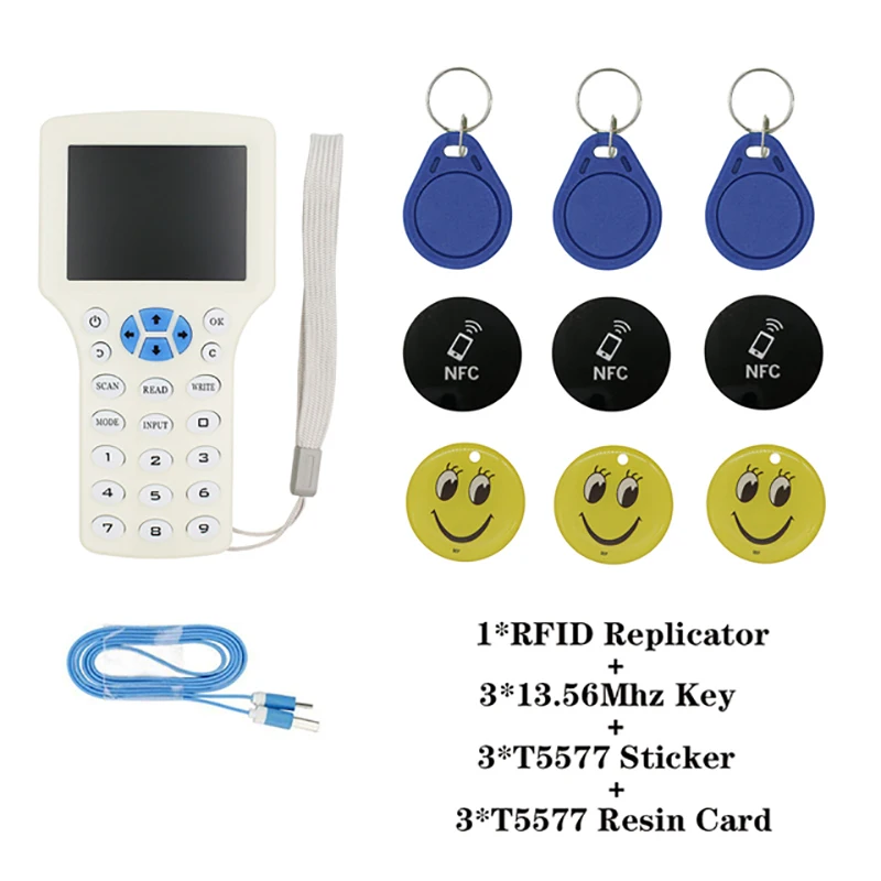 

English RFID ID/IC Card Reader Encryption Program Crack Version Of Access Card Duplicator NFC IC 13.56 MHZ Card Writer