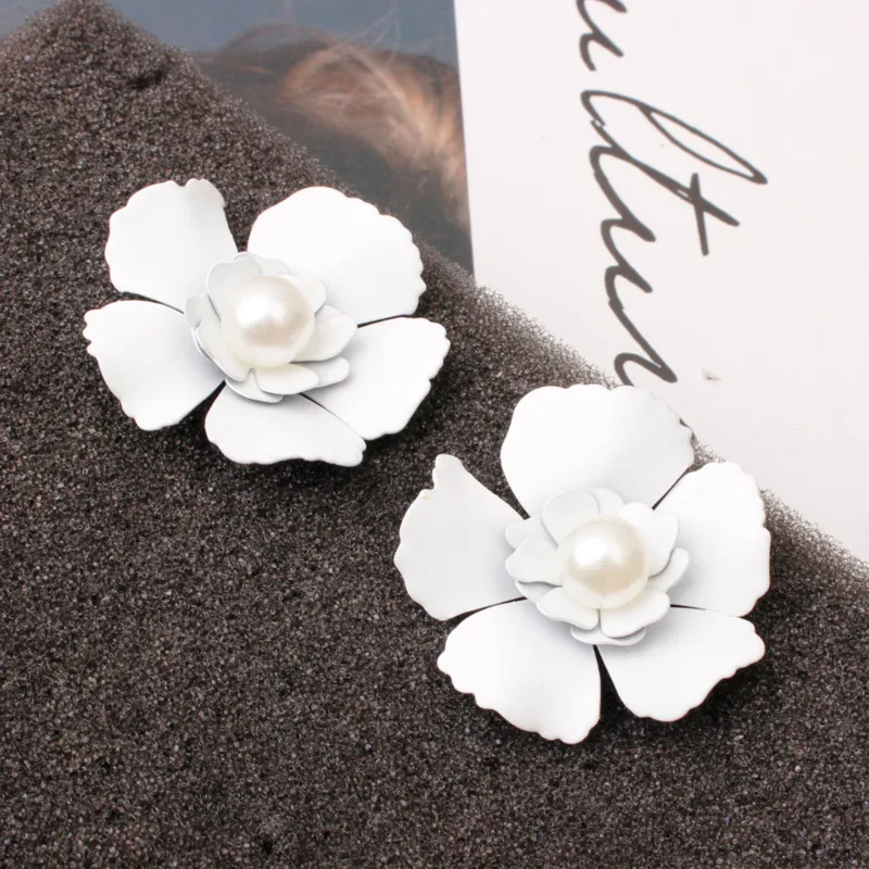 

2021 New Fashion Deep Green Flower Geometric Drop Eearrings For Women Summer Exaggerate Holiday Pendientes Jewelry