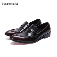 batzuzhi formal mens shoes genuine leather business men dress shoes slip on footwear big sizes us6 12 eur38 46