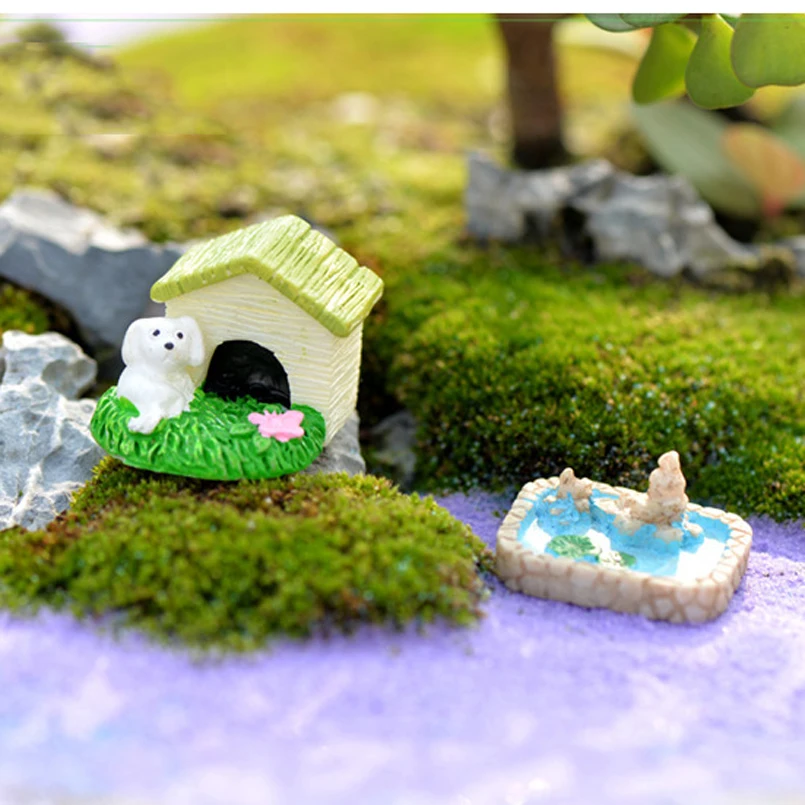 Полимерная собака медведь животное мини дом домашнее здание микро технические