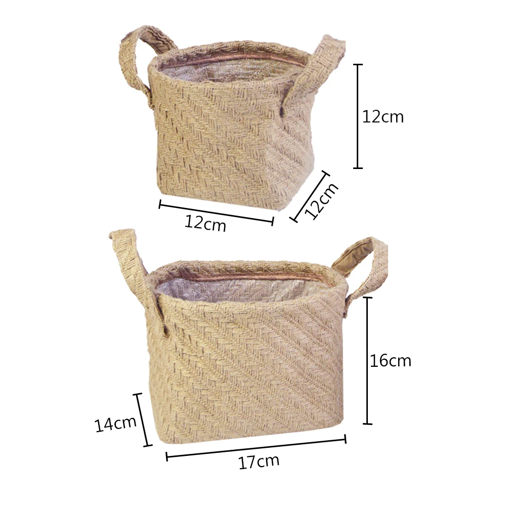 Плетеная корзина для хранения из джутовой ткани хлопка и льна коробка настольных