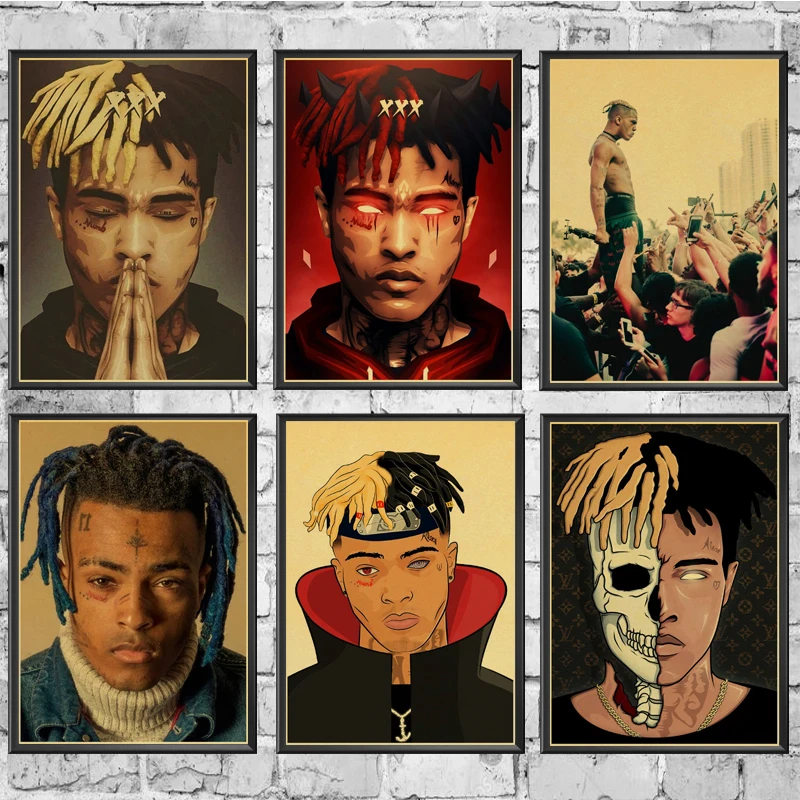 

Classic American Rapper Xxxtentacion Retro Poster Prints High Quality Wall Stickers For Living Room Home Decoration