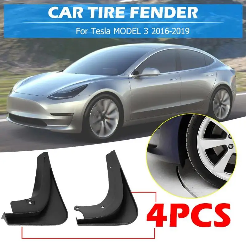4 шт. Брызговики для автомобиля брызговики крылья Tesla модель 3 2019 черный низкая