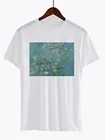 Ван Гог миндального масла футболка с картиной для женщин Tumblr мода гранж эстетику печатных футболка милые винтажные топы белого цвета