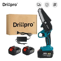 drillpro 4 inch cordless electric saw chainsaw pruning saw garden power tools 2x 15000mah lithium battery for makita 18v battery