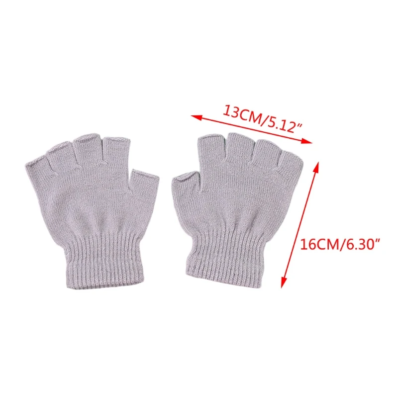 

6 Pairs Men Women Unisex Winter Knitted Half Finger Gloves Simple Solid Color Warm Fingerless Stretchy Typing Mittens