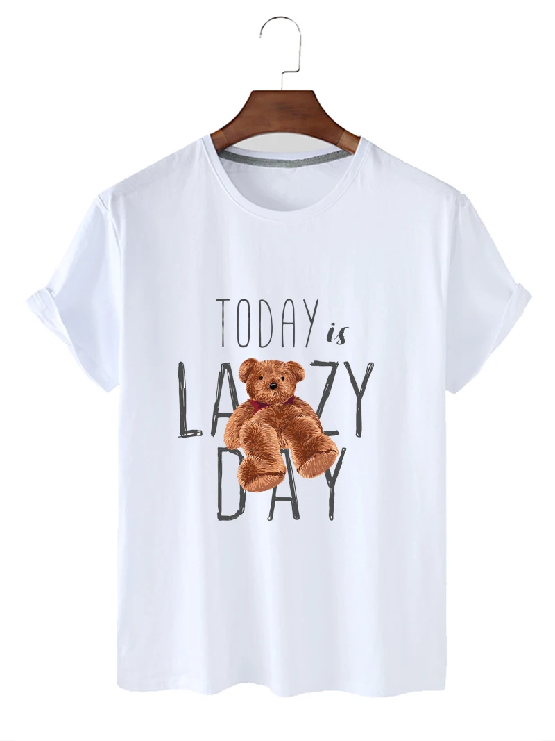 

Lady's Tops Summer Creative Bear Pattern Printing Women's Breathable Loose Soft Short Sleeve T-shirt