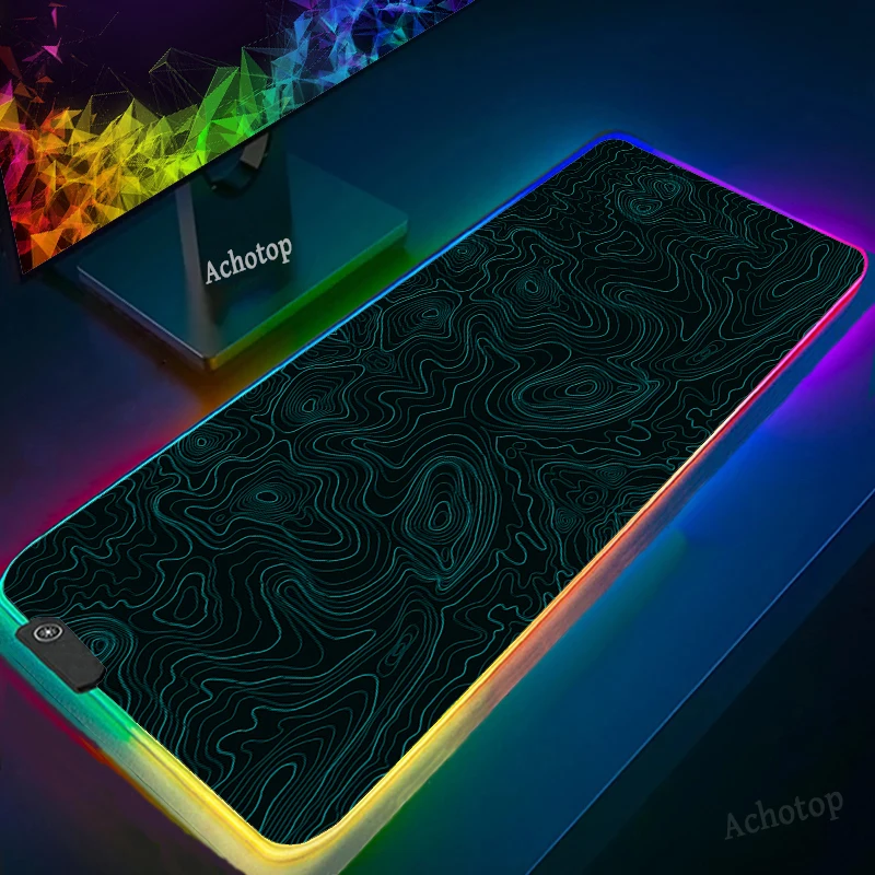 

Black Abstract Texture Anime One Piece Game RGB Black Mouse Pad LED Lighting USB Keyboard Colorful PC Desktop Laptop Mat Gaming