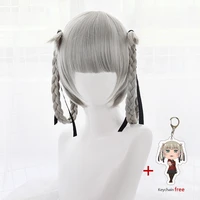 japanese anime kakegurui kirari momobami 35cm short wigs gray braids styled clip on cosplay wig wig cap