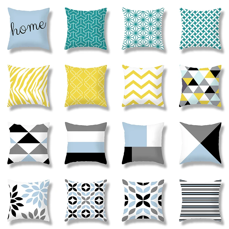 Декоративная плюшевая наволочка с геометрическим принтом Мягкая Наволочка в