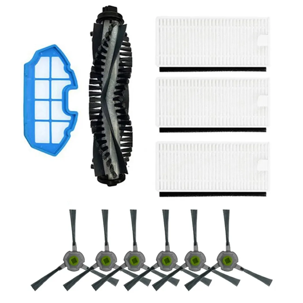 

1*Roller Brush 1*Pre-Filter 3*Filters 6*Side Brushes For Vacuum Cleaner Filter Roller Brush For MOOSOO MT501 MT710 MT720