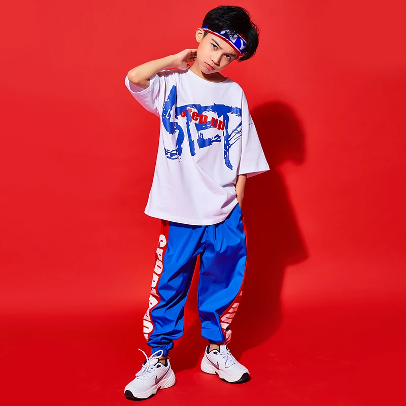 

Hip Hop Boys' Sport Clothing Fashion Street Wear Hiphop Handsome T-Shirt Pants Children Performance Dance Cosutme Summer BL3346