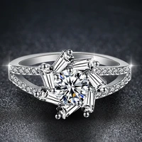 stylish jewelry 2019 hot womens silver color floral ring transparent flower vine leaf wedding engagement ring fashion jewelry