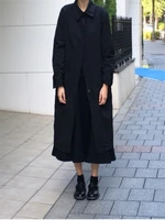 ladies long trench coat spring and autumn new lapel solid color long single breasted design thin academy style trench coat