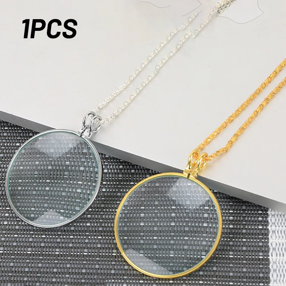 

Full Metal Chain Expanding Mirror Glass Lens Exquisite Necklace Magnify Glass Durable And Practical Magnifying Glass Lens