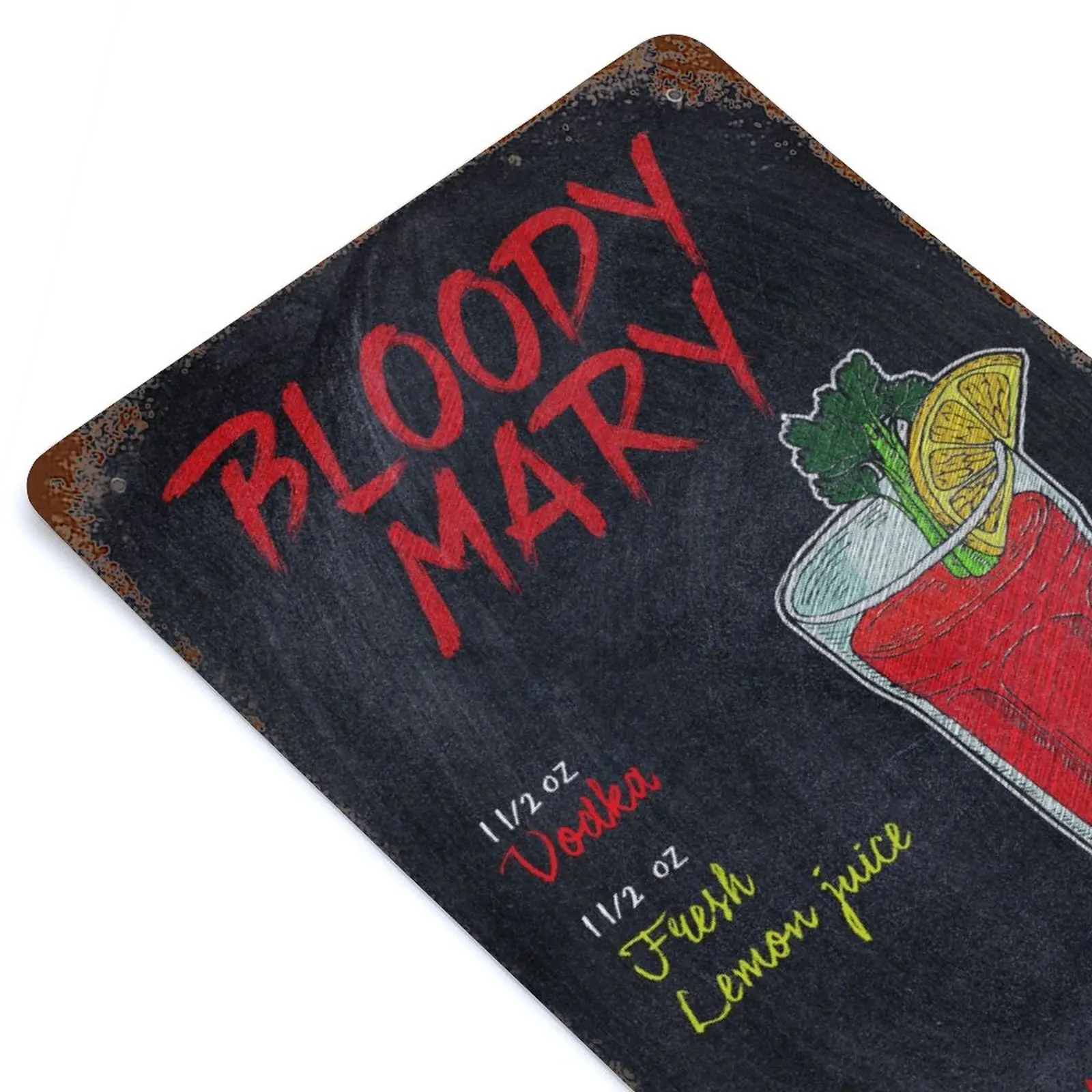 

Bloody Mary Cocktail Drink Printed Vintage Metal Poster Home Pub Bar Garage Wall Decoration Tin Sign Plaque Decor
