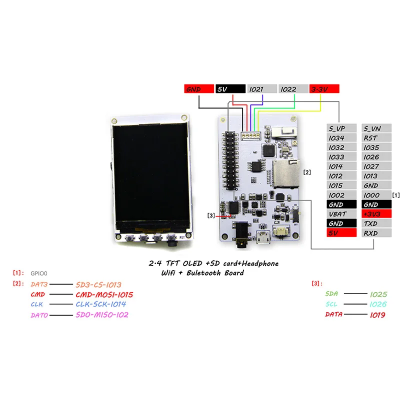 ESP32 TM музыкальные альбомы 2 4 дюйма TFT PCM5102A SD WiFi модуль Bluetooth плата KQS8|Беспроводные