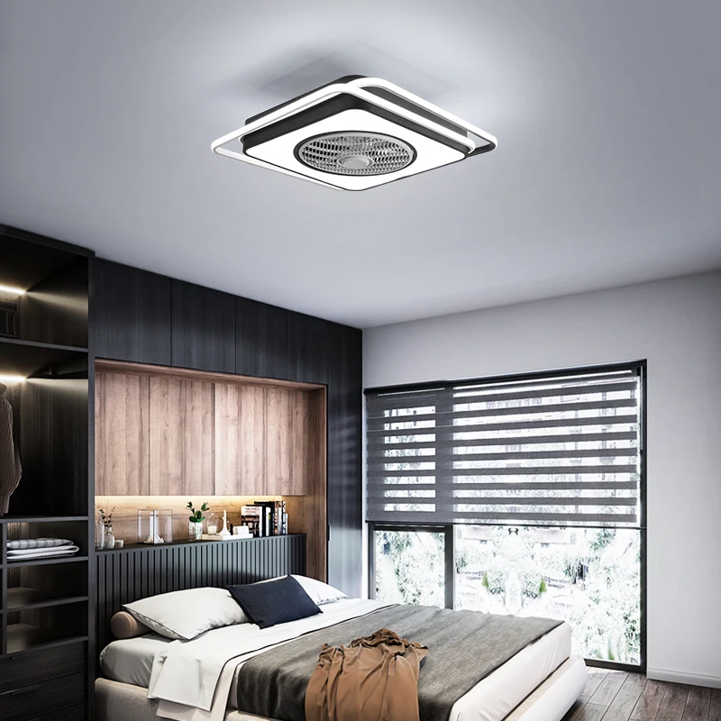 Современная люстра MDWELL с вентилятором квадратная Светодиодная лампа 55 х55 см