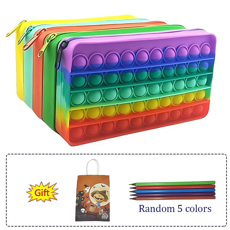 

New Decompression Creative Silicone Pop Its Pencil Case Bubble Fidget Toy Luminous Large Simpl Dimmer Fidget Advent Calendar