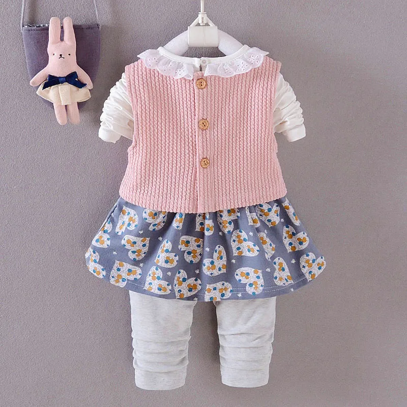 Комплекты одежды для маленьких девочек осень-весна 3 предмета детский спортивный