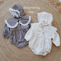 baby cotton floral princess clothes korean baby girl lace lapel one piece suit 2020 autumn dress