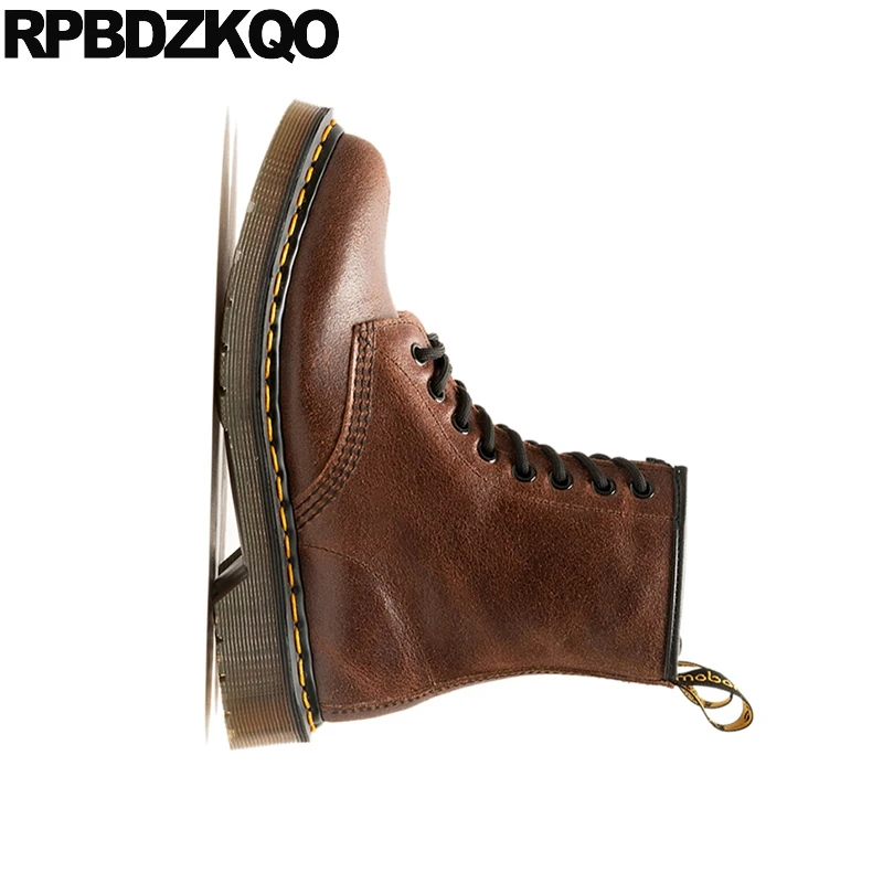 Японские повседневные ботильоны из натуральной кожи на шнуровке спереди осенняя