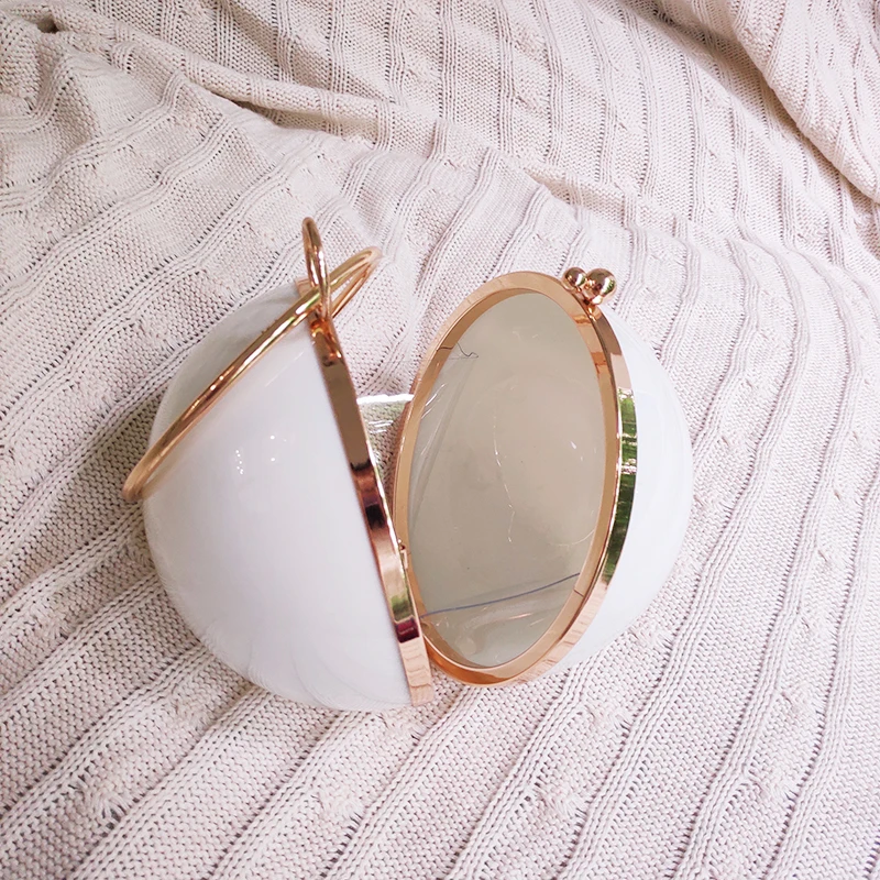 

Fashion Women Clutch Bags Round Shaped Acrylic Clutches Banquet Handbags Evening Bag Chain Shoulder Bag