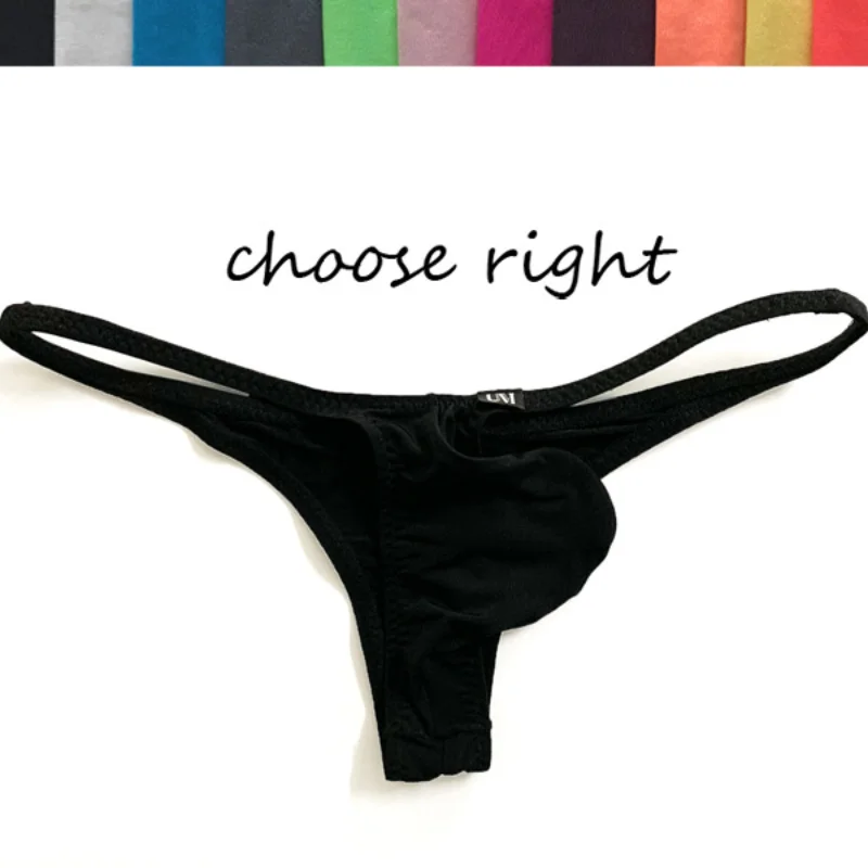 

Men Fashion Sexy Solid Color Breathable Underwear Low Waist Thong Briefs Ice Silk Low-rise Men's Briefs Briefs Men's Thongs