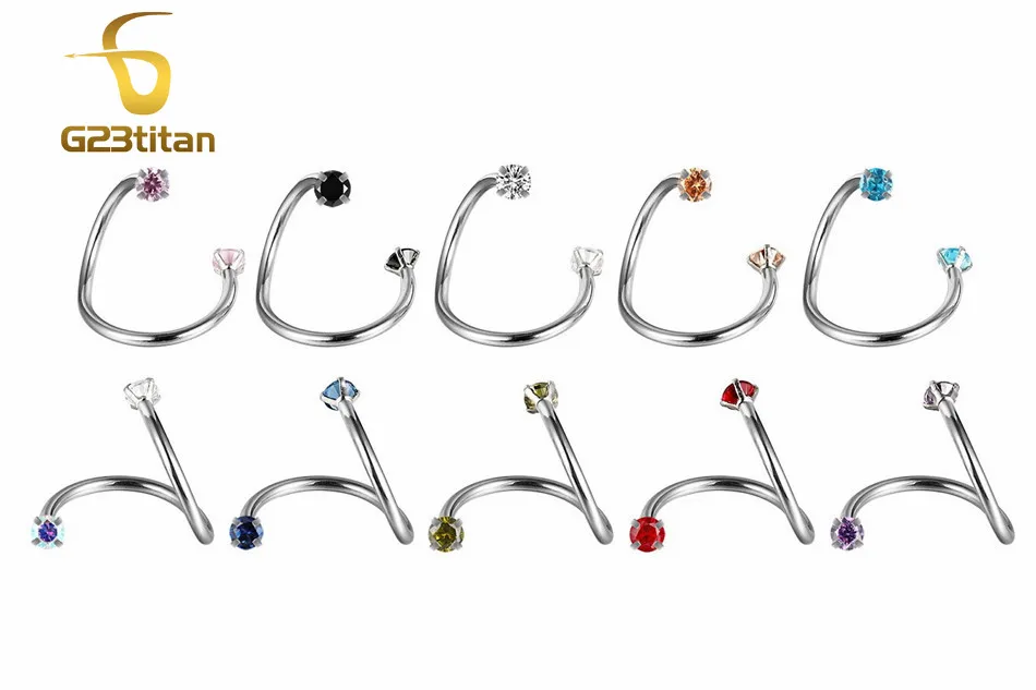 

10 Colors Zircon Body Spiral 16G Surgical Steel Twister Ear Cartilage Piercing Earrings Helix Tragus Ring Body Jewelry Accessory