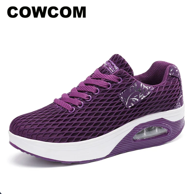 

COWCOM 2021 Spring Autumn Plus Size Women's Shoes Thick-soled Mesh Sports and Leisure Women's Platform Shoes CYL