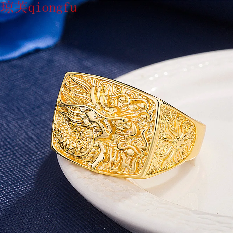 

Jewelry 2021 fashion men gift sand gold dragon ring gold-plated domineering dragon ring indian jewelry Cool stuff chunky rings