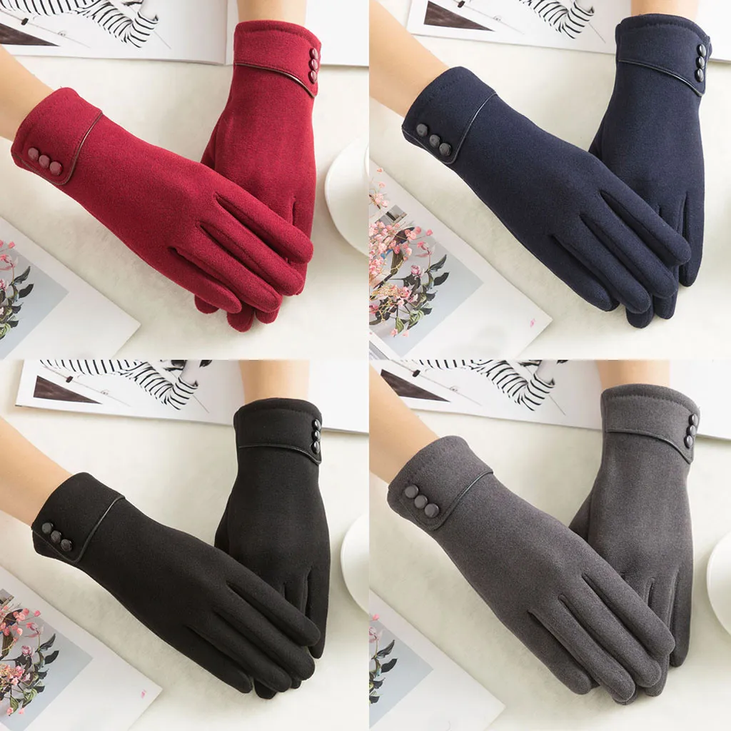 Женские перчатки зимние теплые женские на запястье варежки для вождения лыжного