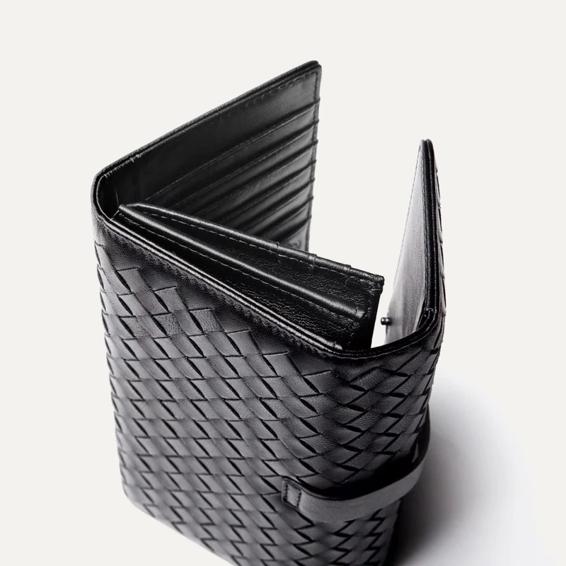 

Luxury Brand Wallet Women's Long Woven Clutch 2020 New Flip-Style Large-Volume 100% Leather Sheepskin Storage Money Clips Spot