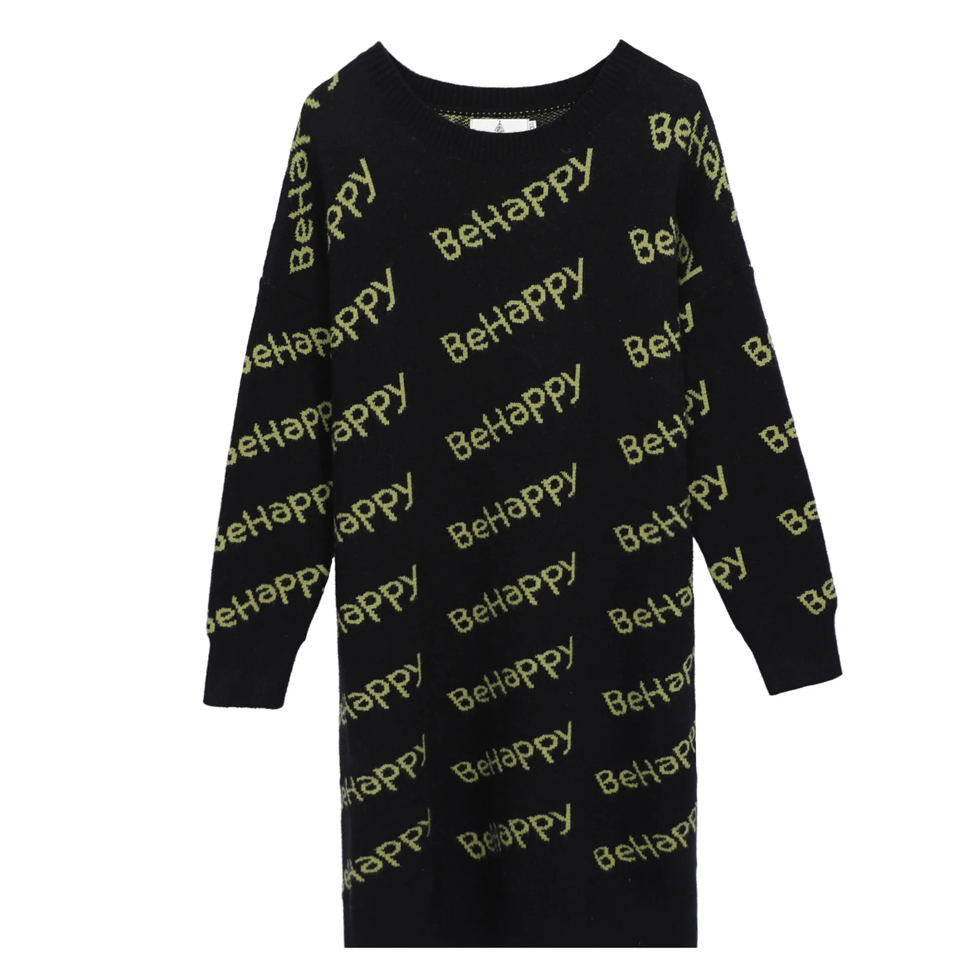 Вязаное женское платье большого размера длинная секция зима 2019 новинка большой