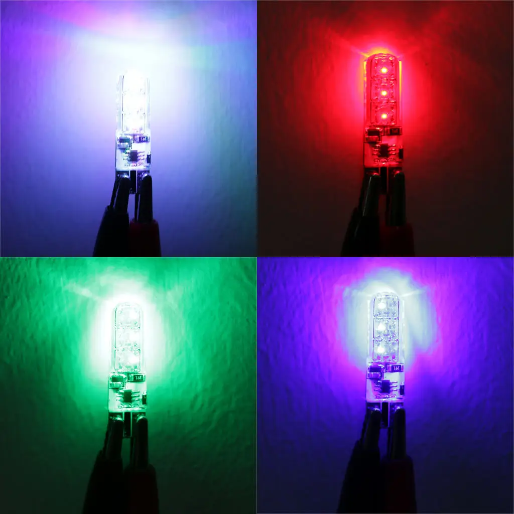2x T10 RGB многоцветная меняющая цвет 6-светодиодный ная лампа с дистанционным