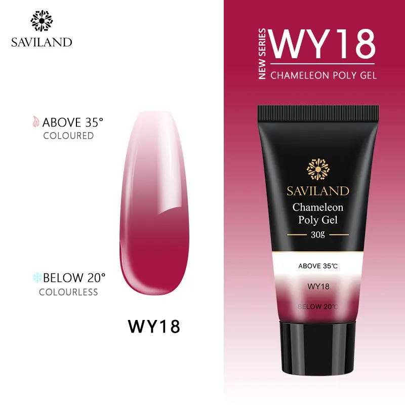 30ml WY18 SAVILAND поли гель меняющий цвет 30 мл 15 мл термальный поли гель наращивание ногтей быстро желе кристалл УФ строительный гель для полировки дизайн - Цвет: 30ml WY18
