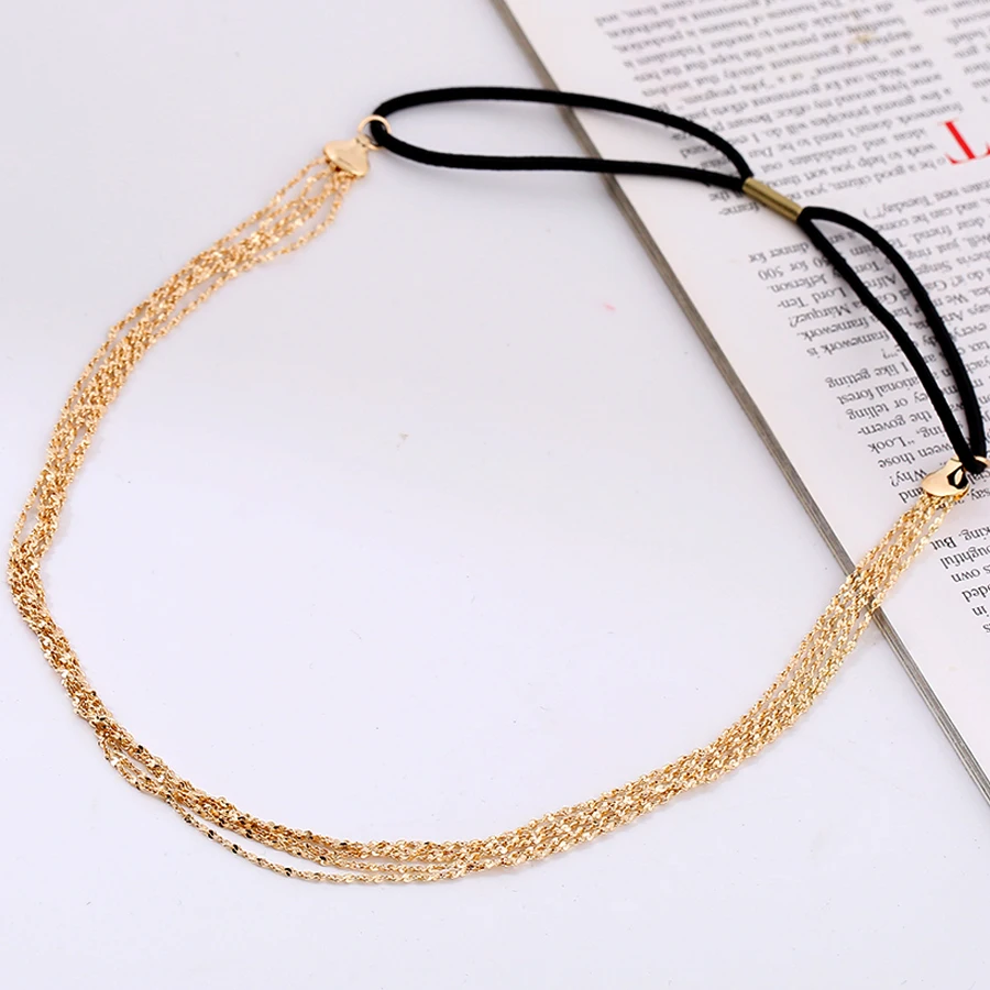 Love Gold color Tassels Headband Hair Accessories for Women Elastic-Rope Head Chains Wedding Bridal Hair Jewelry Friendship Gift images - 6