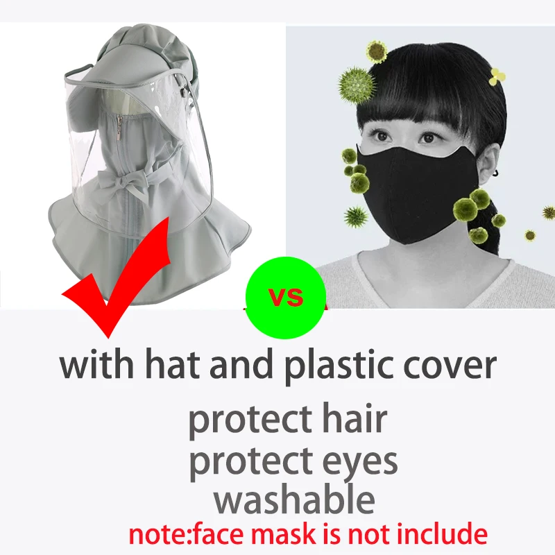Защитная шапка со съемным пластиковым покрытием и защитой от гриппа 360