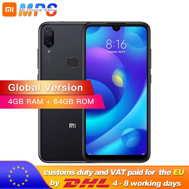 Глобальная версия Xiaomi Mi Play 4 Гб ram 64 ГБ rom мобильный телефон MTK Helio P35 Восьмиядерный