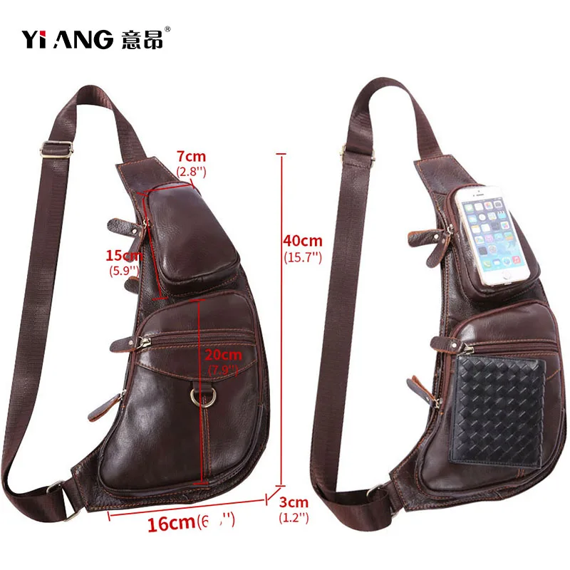 Кожаная нагрудная сумка для мужчин повседневный мессенджер занятий спортом на