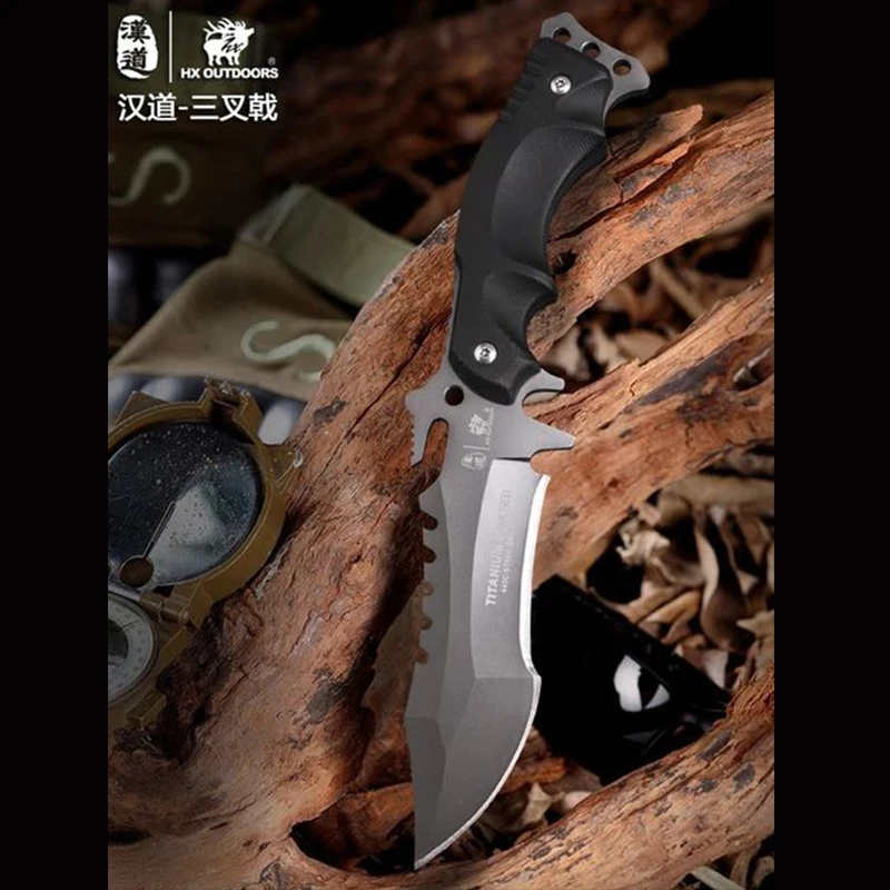 

Hando Trident 440C outdoor survival knife vehicle camping pocket tactical straight knife K10 handle jungle adventure tool