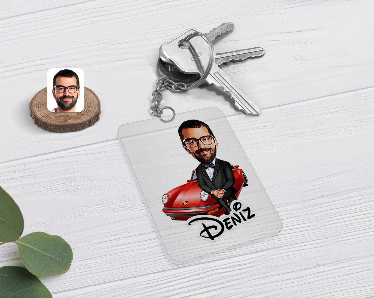 

Personalized Men 'S Boss Caricature Of Transparent Plexiglass Anahtarlık-1