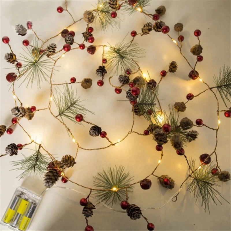 1pc 2M 20LED Christmas Garland String Lights Pine Cone Fairy Lights Wedding Christmas Tree New Year 2022 Decorations Home decor
