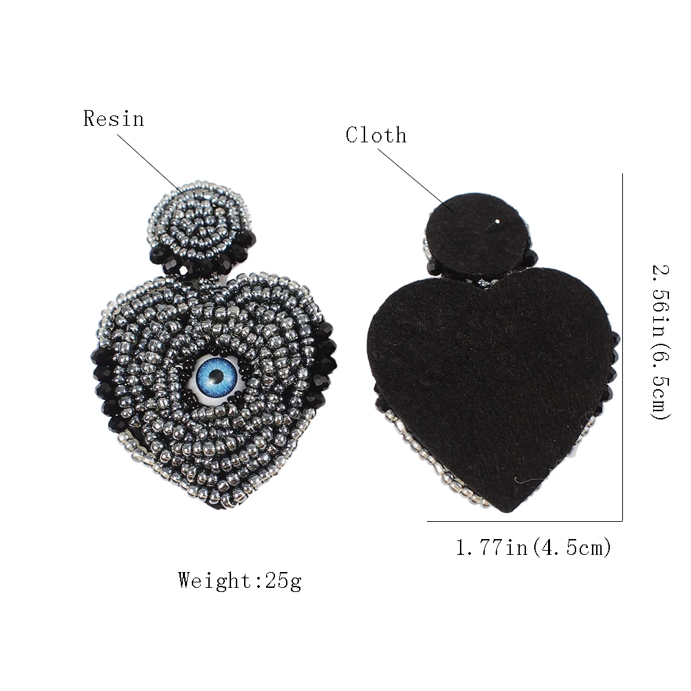 

Resin Eye Statement Dangle Drop Earring Women Jewelry Gifts Bohemian Handmade Beads Big Heart Earrings UKMOC