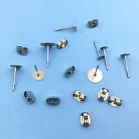 mix 200pcs 4 5 6 8mm stainless steel earrings posts flat pad with 200pcs earring backs for earring making findingstotal400piece