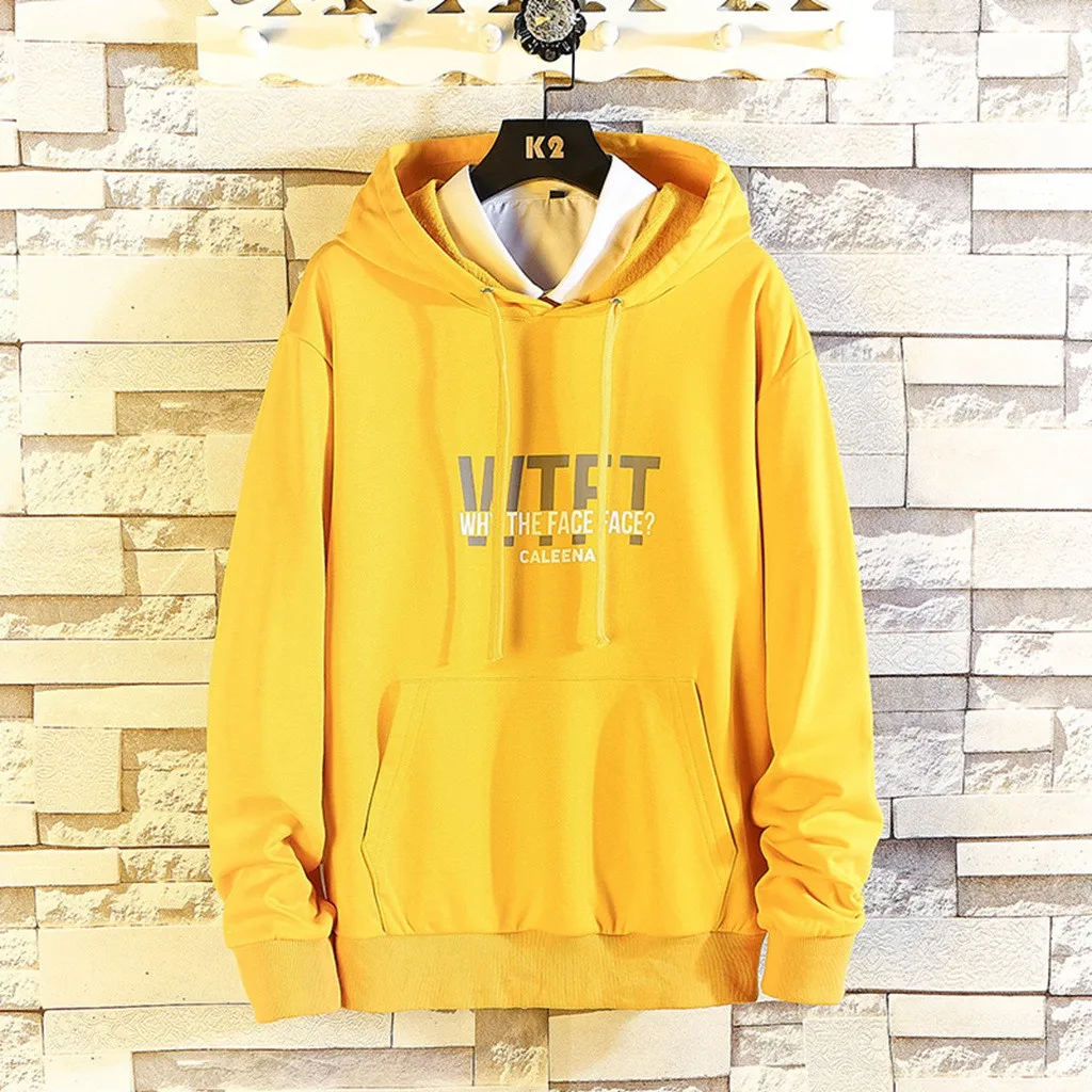 Мужские худи Толстовка с капюшоном 2019 Повседневная Лоскутная буквенным принтом