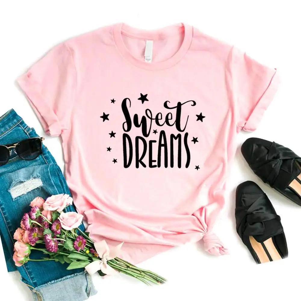 

Sweet Dreams Print Women tshirt Cotton Casual Funny t shirt Gift For Lady Yong Girl Street Top Tee 6 Colors A-1043